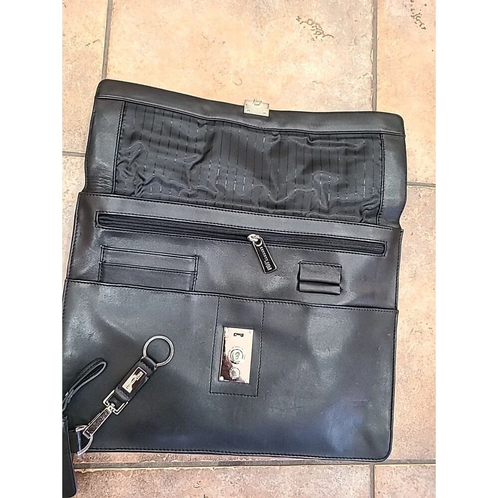 Kenneth Cole Leather 3pc Messenger Portfolio Shoulder Bag wallet Excel Cond